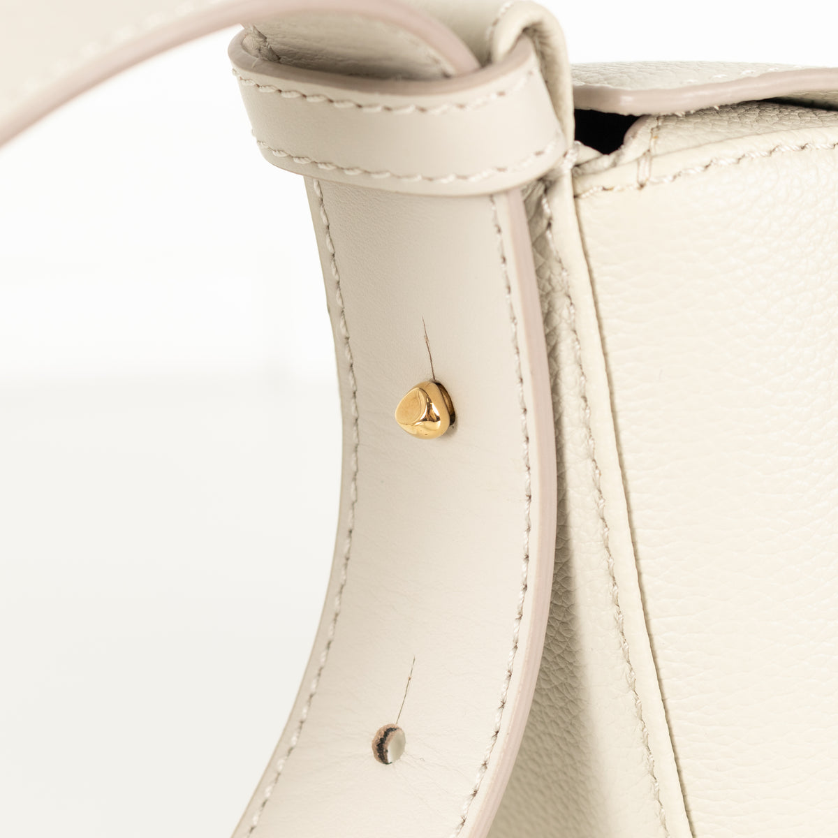 Polene Cream Grainy Leather Tonca Crossbody Bag