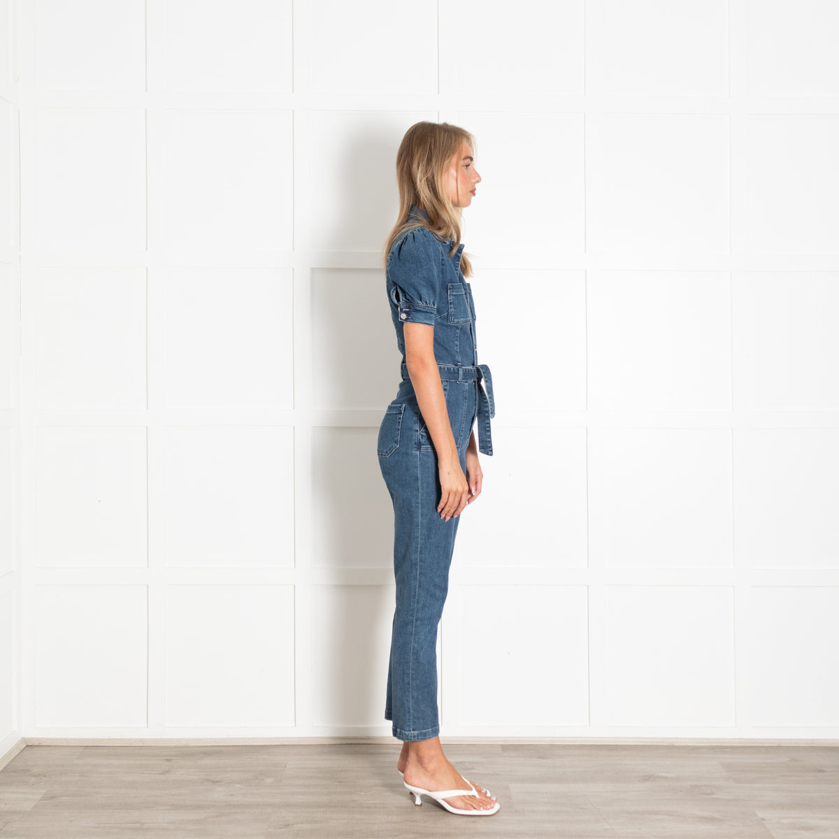 Paige Blue Denim Short Sleeve Jumpsuit