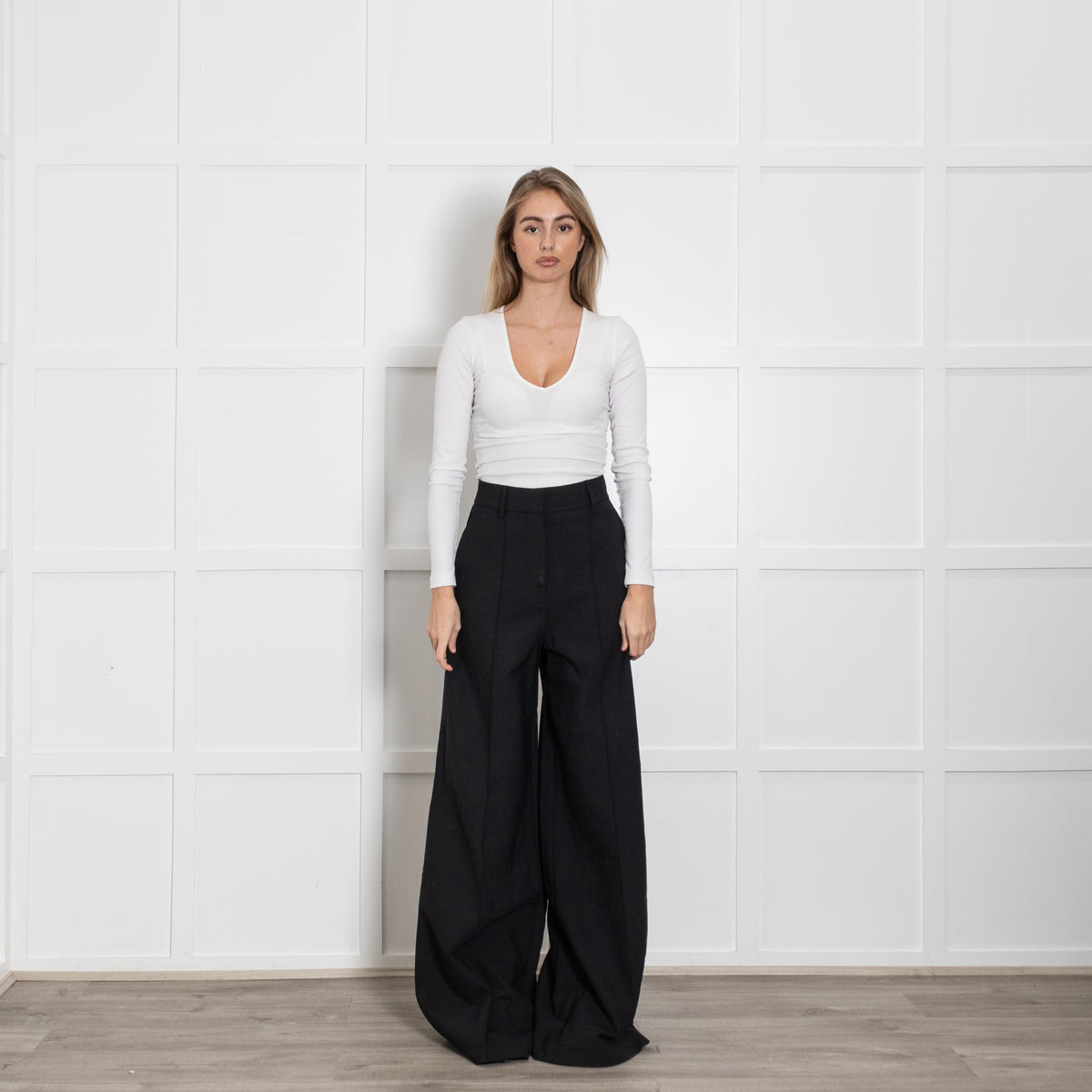 Burberry Black High Waist Wide Leg Trousers