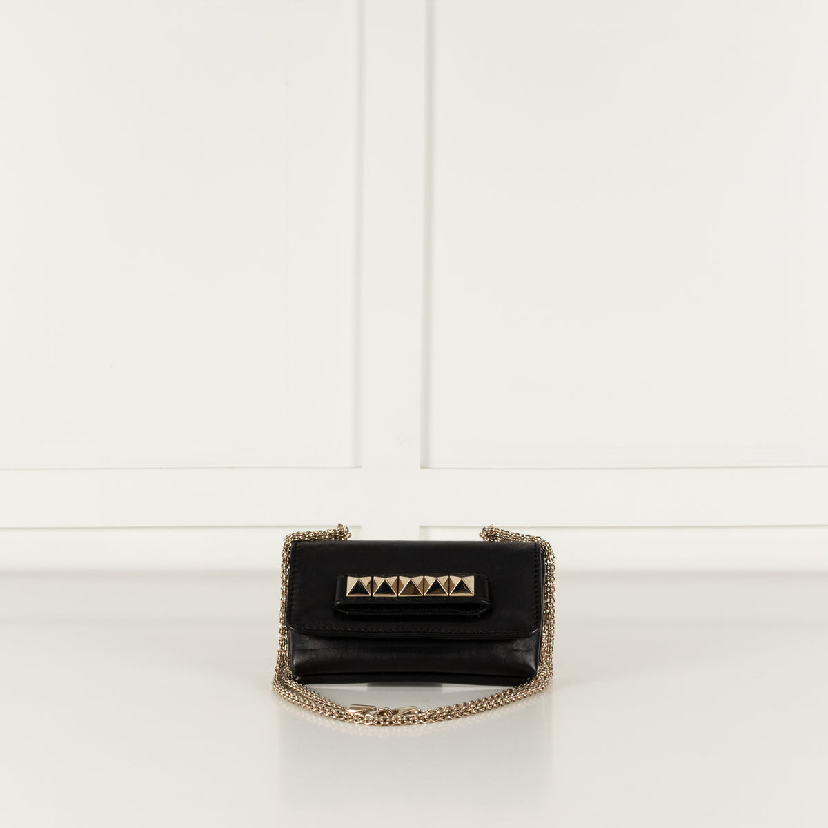 Valentino Black And Gold Rockstud  Va Va Voom Bag