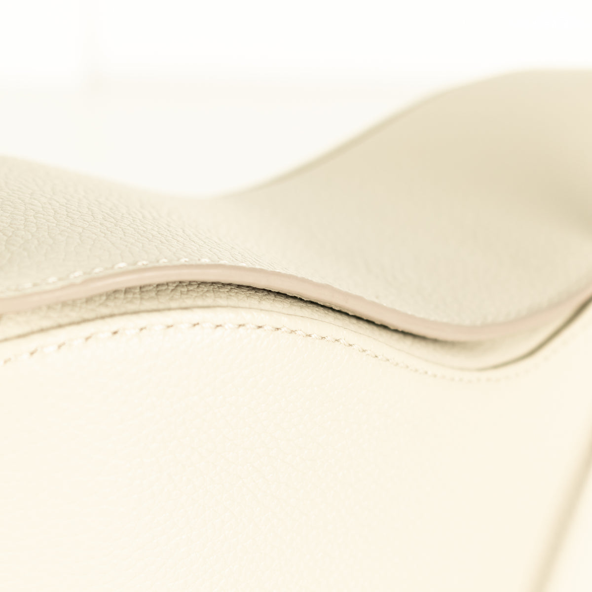 Polene Cream Grainy Leather Tonca Crossbody Bag