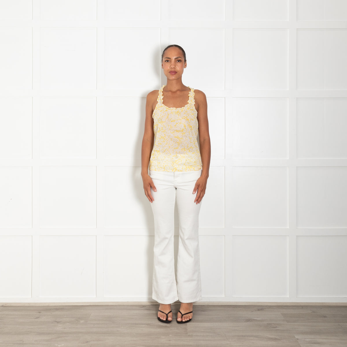 Burberry Yellow Cotton Floral Camisole With Racer Back