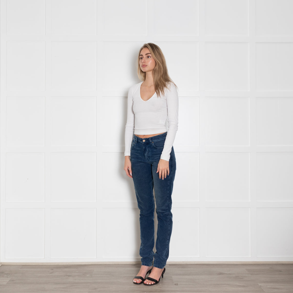 Saint Laurent Blue Corduroy Slim Leg Trousers