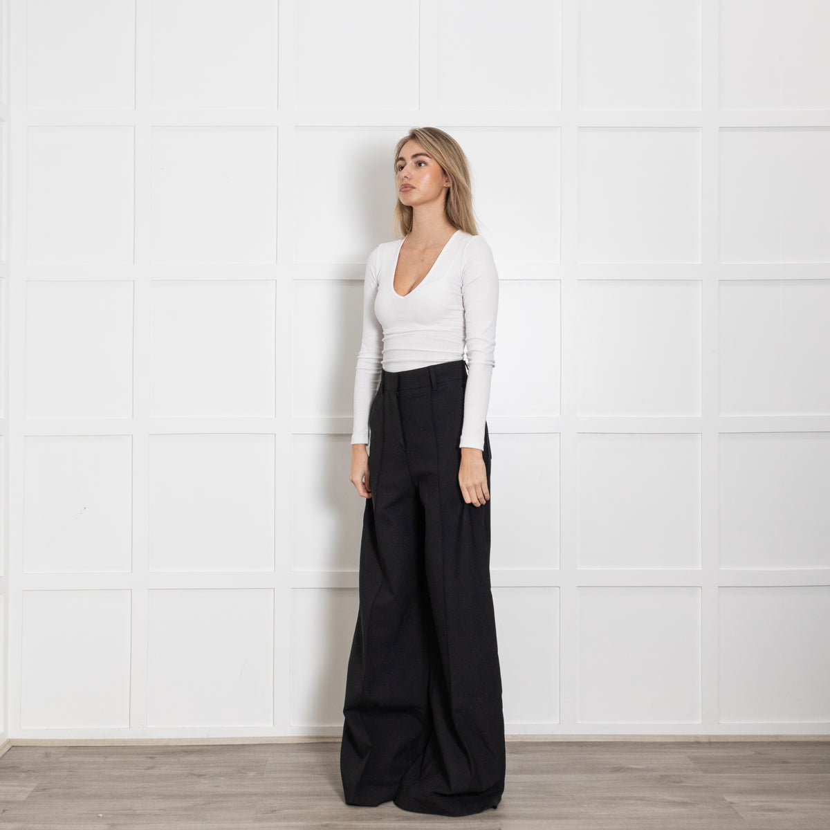 Burberry Black High Waist Wide Leg Trousers
