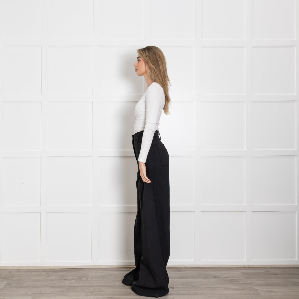 Burberry Black High Waist Wide Leg Trousers