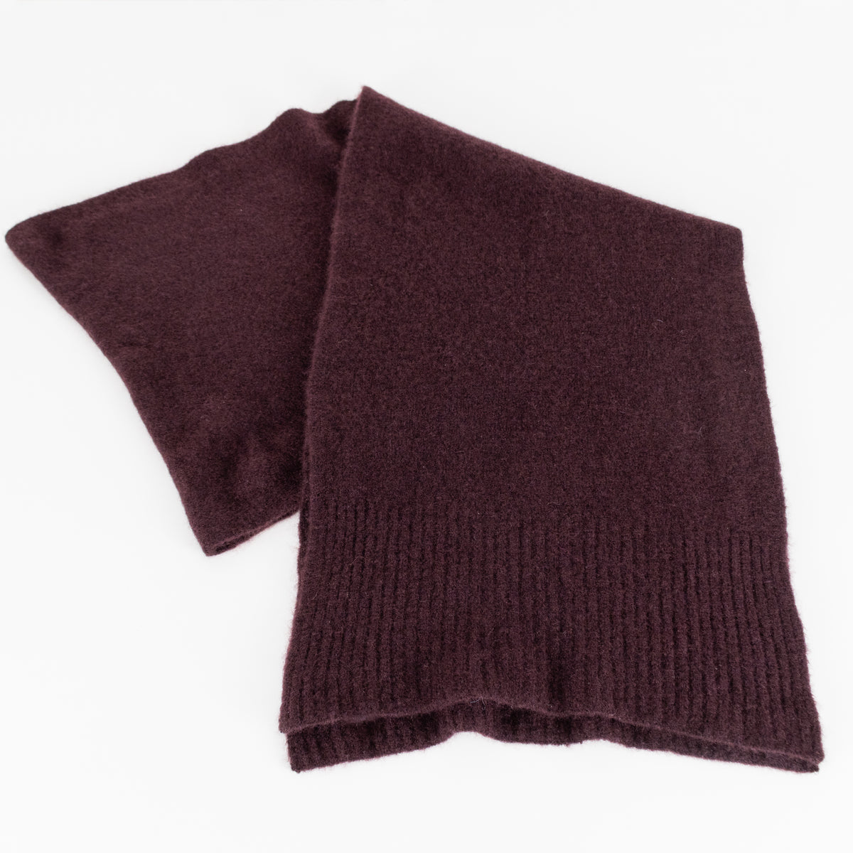 Eileen Fisher Burgundy Ribbed Edge Cashmere Blend Scarf