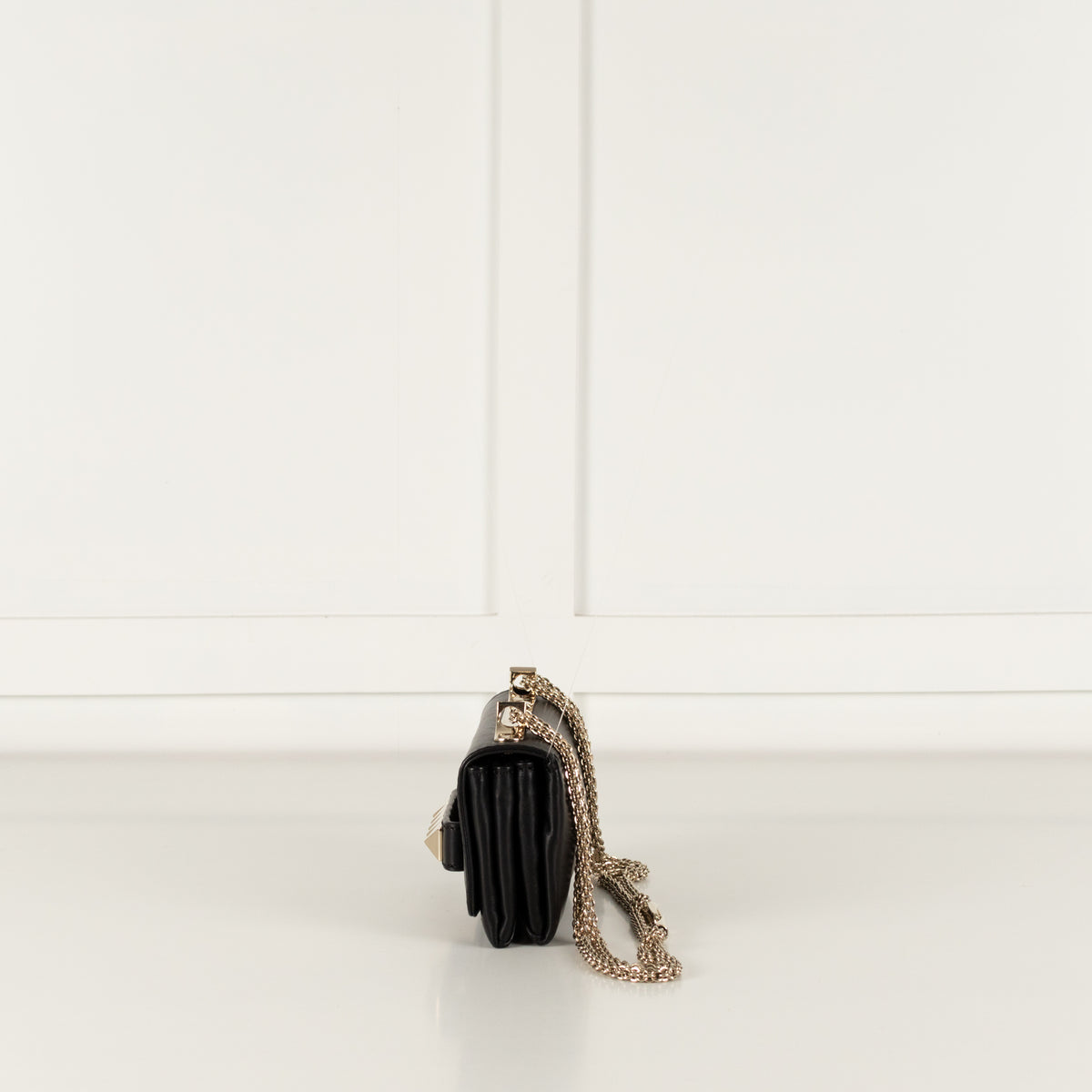 Valentino Black And Gold Rockstud  Va Va Voom Bag