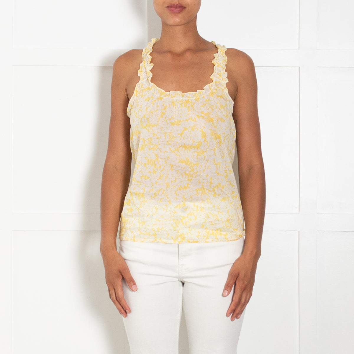 Burberry Yellow Cotton Floral Camisole With Racer Back
