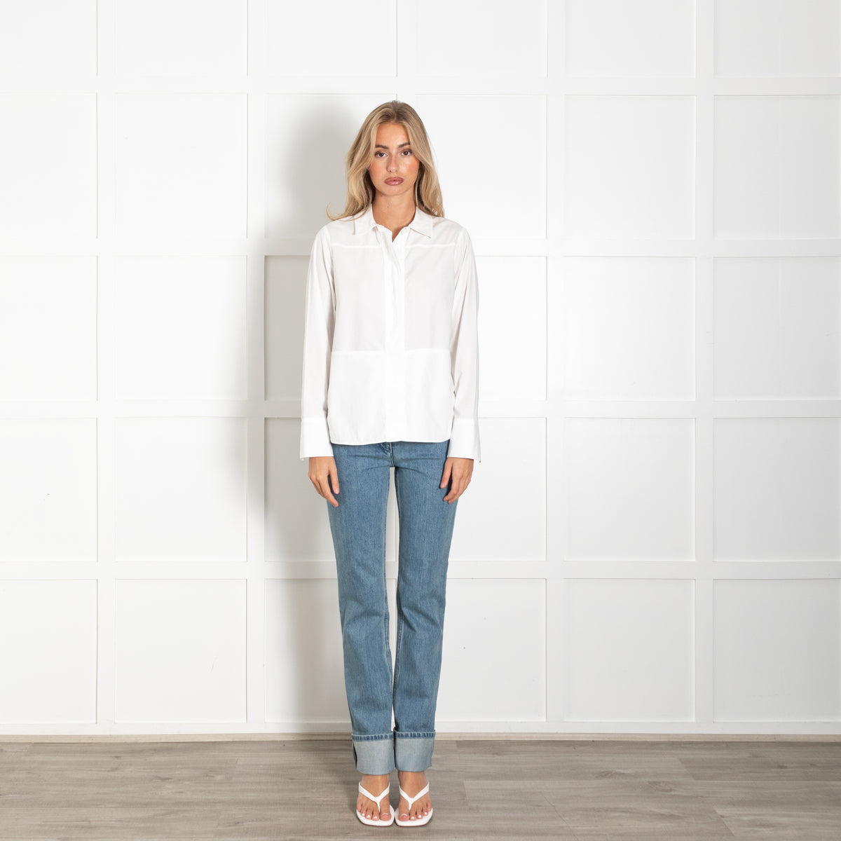 Riani White Tunic Shirt With Front Pockets