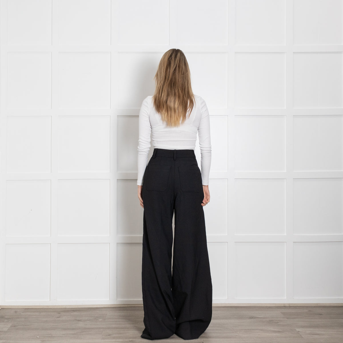 Burberry Black High Waist Wide Leg Trousers