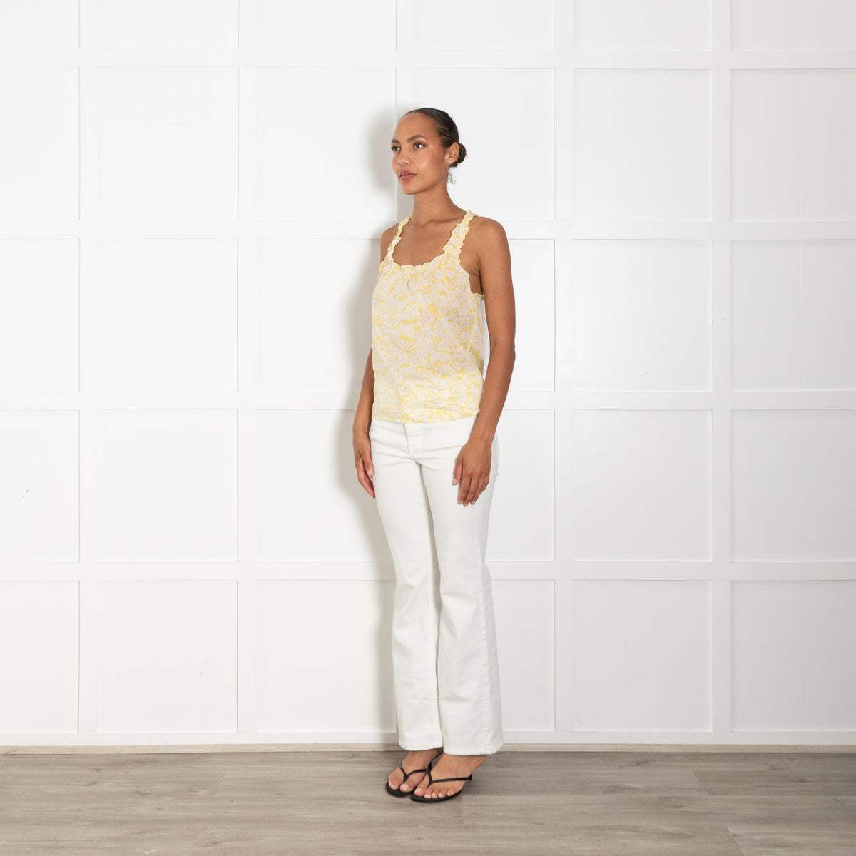 Burberry Yellow Cotton Floral Camisole With Racer Back