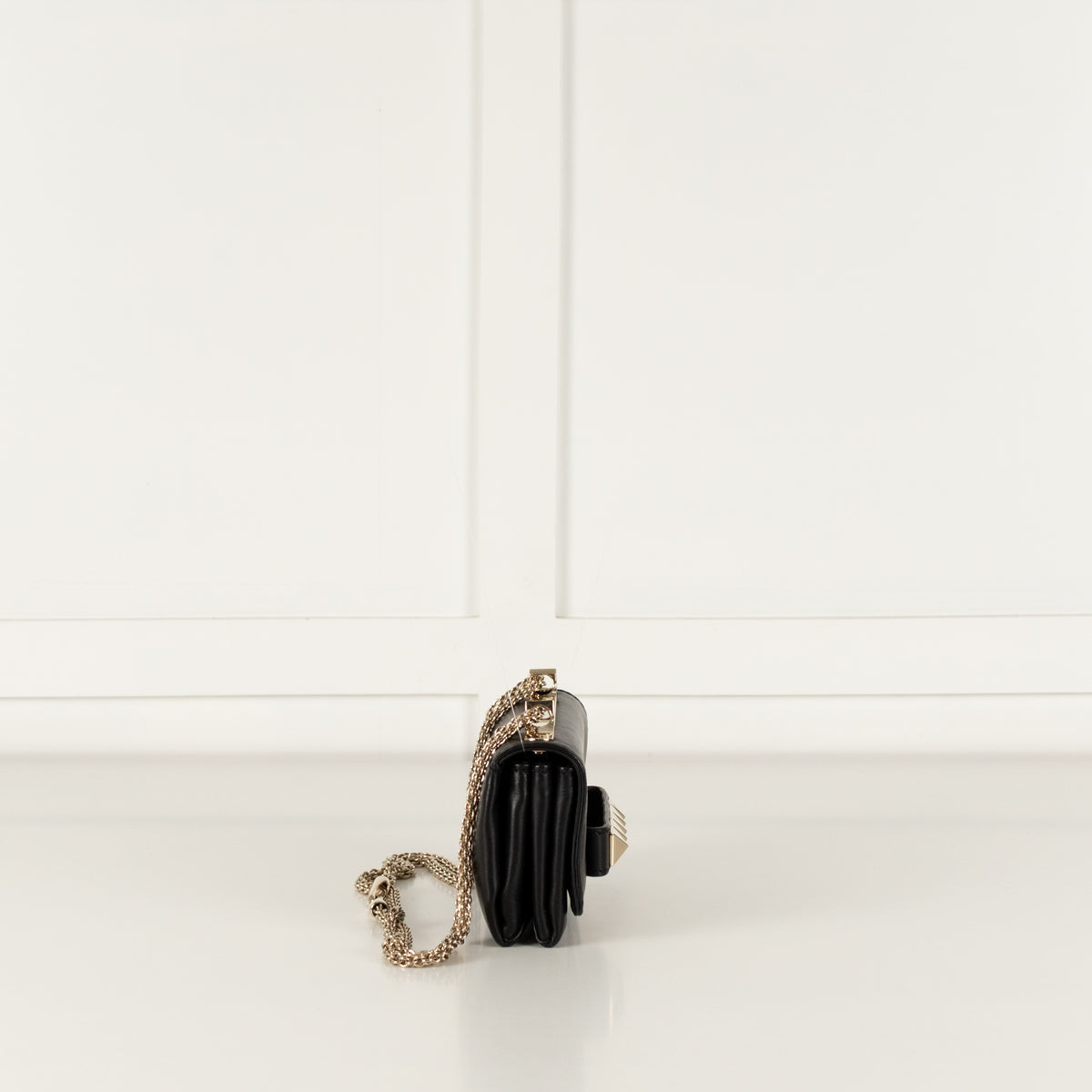 Valentino Black And Gold Rockstud  Va Va Voom Bag