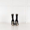 Fendi Black Cream Pearl Fabric Stripe Heeled Ankle Boots