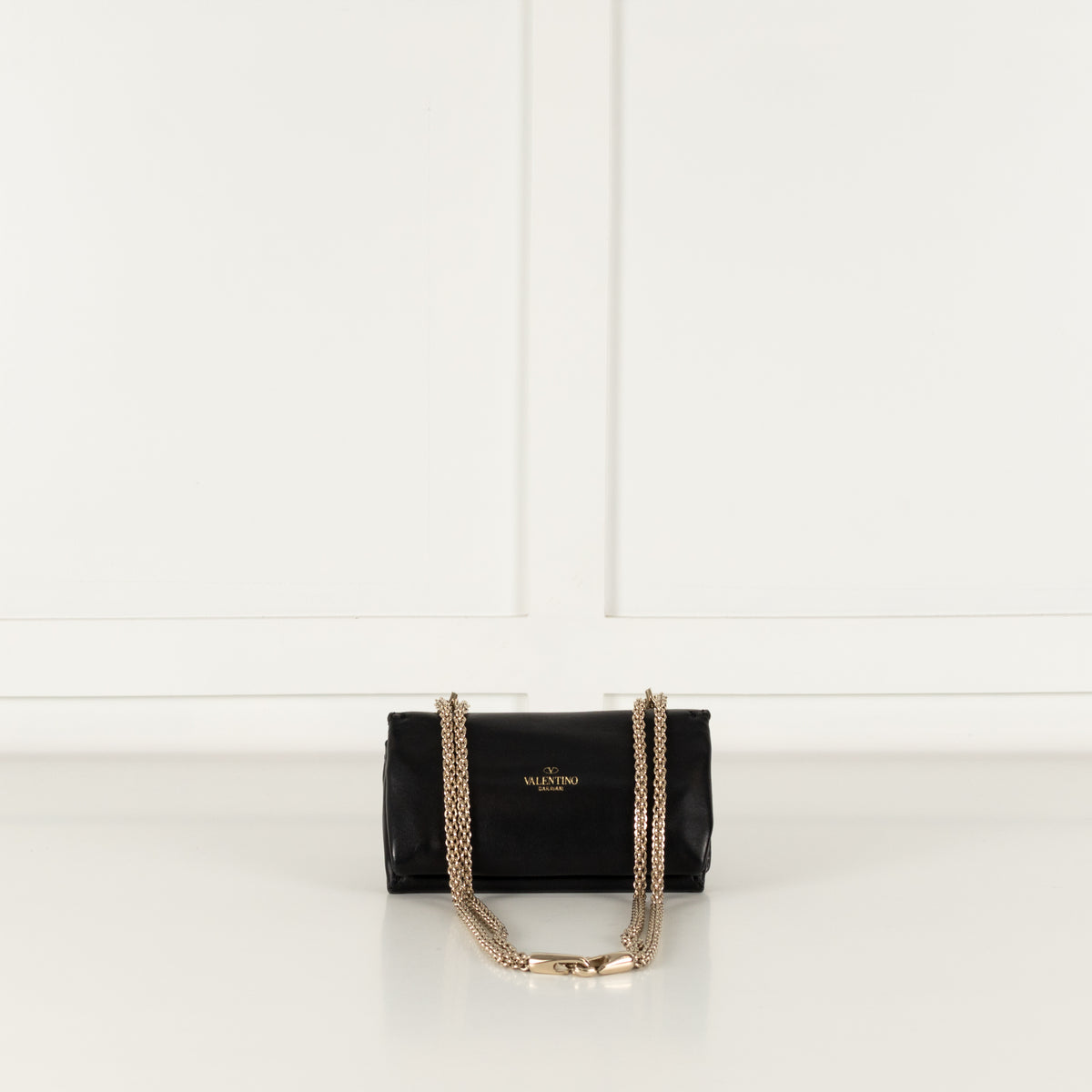 Valentino Black And Gold Rockstud  Va Va Voom Bag