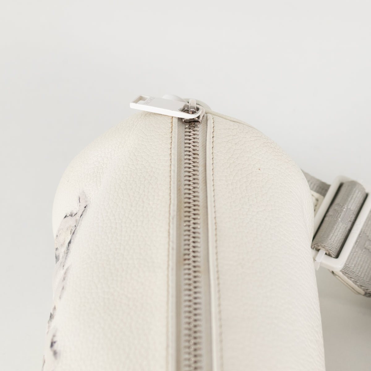 Christian Dior x Daniel Arsham White Leather Logo Roller Bag