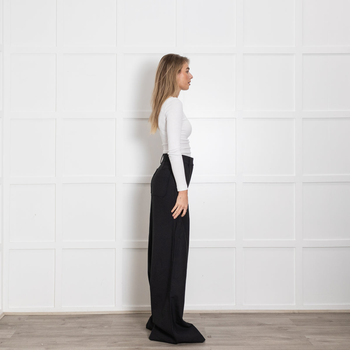 Burberry Black High Waist Wide Leg Trousers