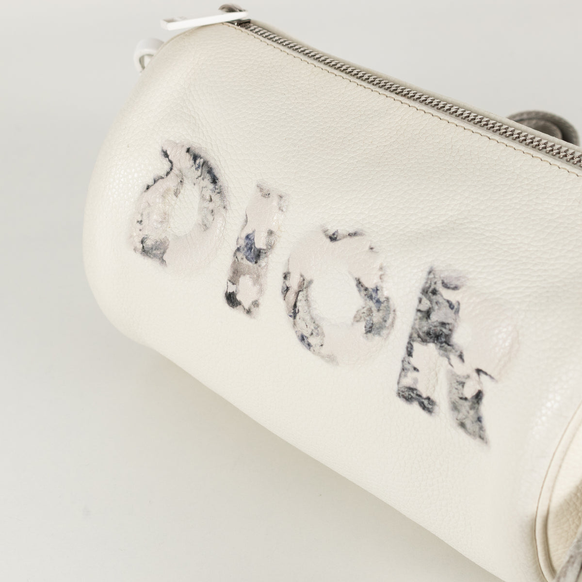 Christian Dior x Daniel Arsham White Leather Logo Roller Bag