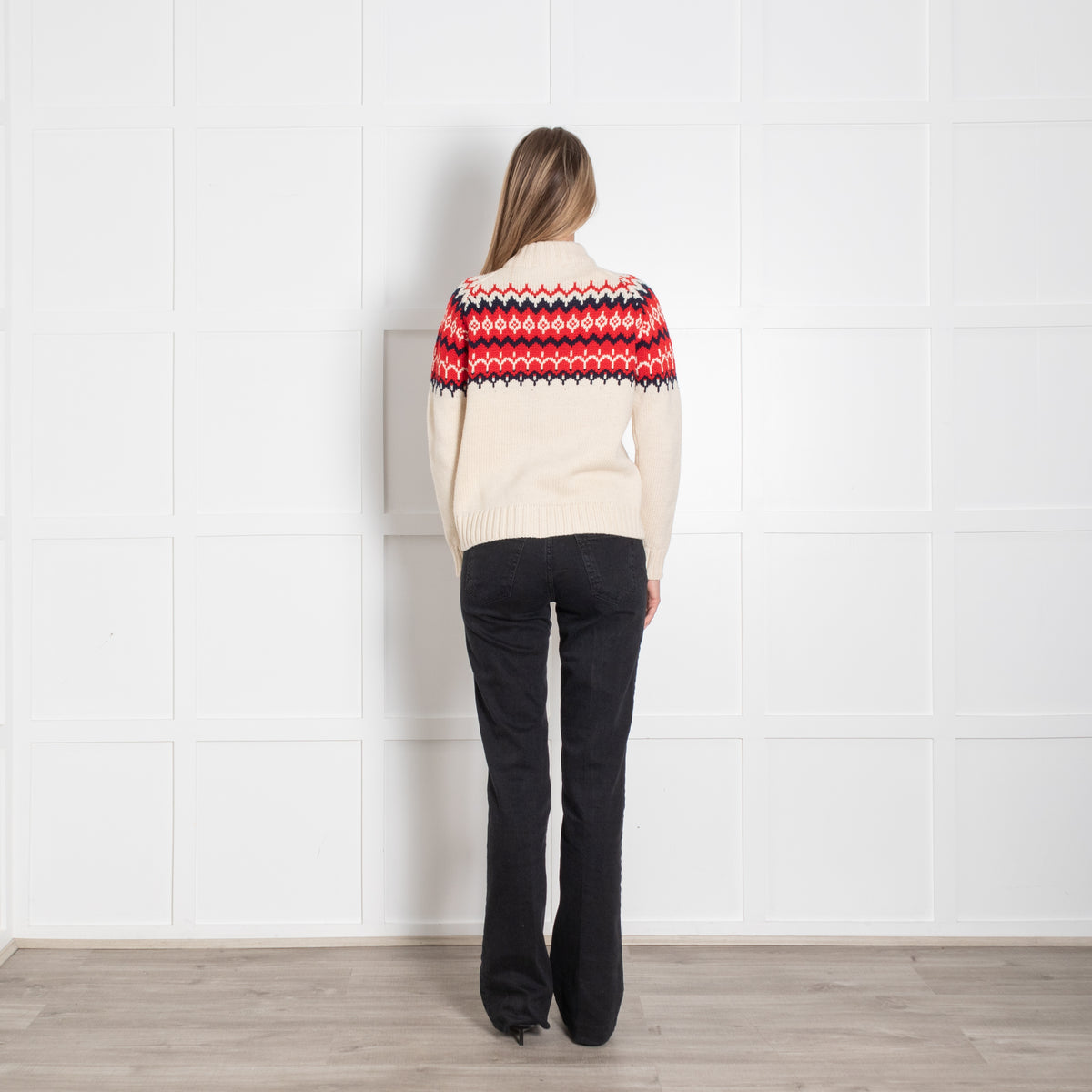 &Daughter Cream, Red & Blue Fairisle Wool Jumper