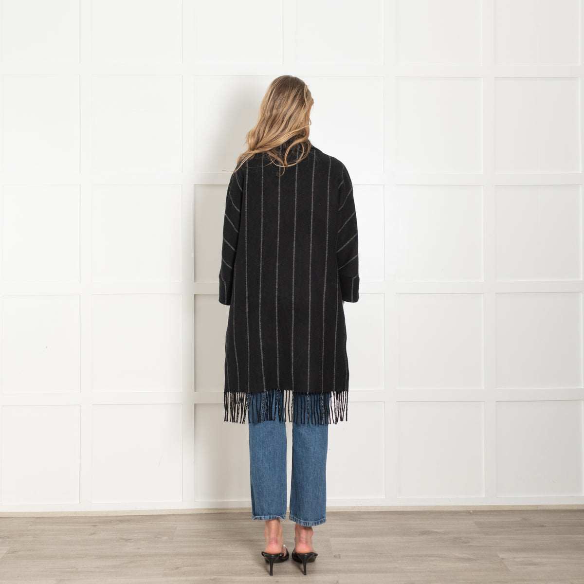 Riani Black Unlined Coat With White Pinstripe