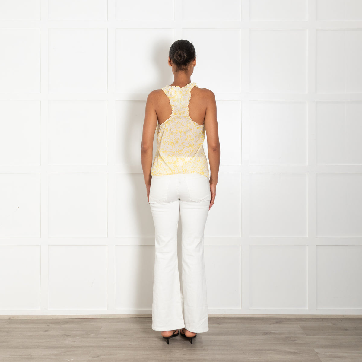 Burberry Yellow Cotton Floral Camisole With Racer Back