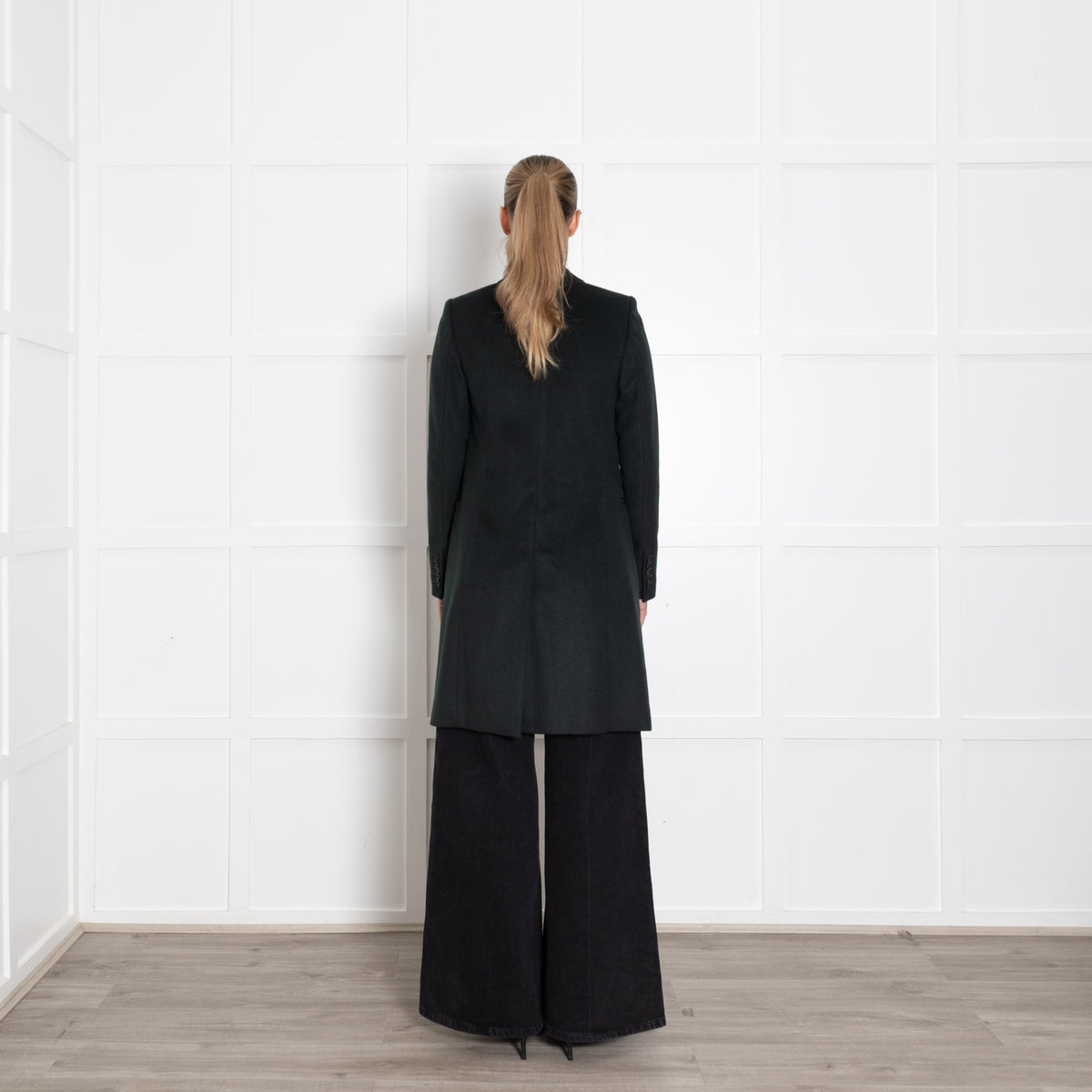 Joseph Forest Green Wool Pocket Detail Mid Length Coat