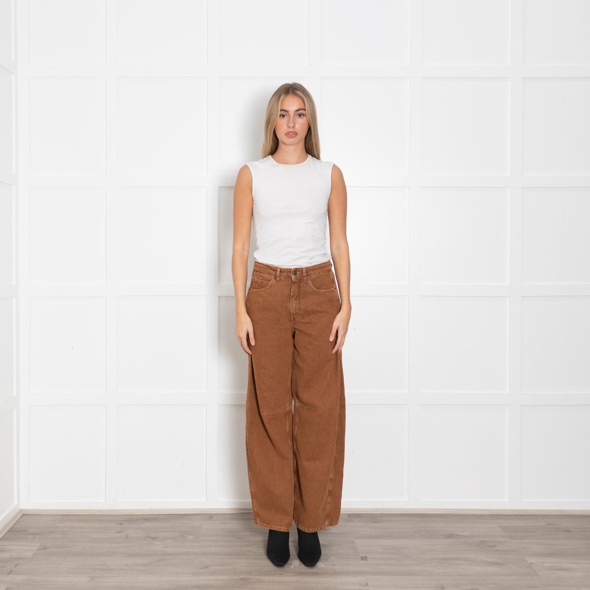 Me + Em Rust Denim Barrel Leg Jeans