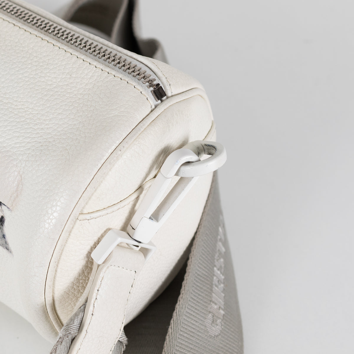 Christian Dior x Daniel Arsham White Leather Logo Roller Bag