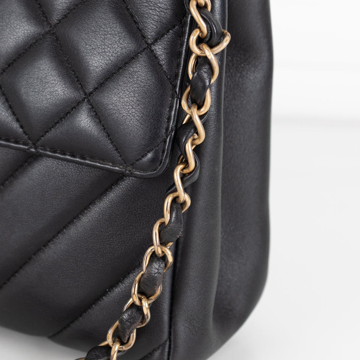 Chanel Black Lambskin Leather Top Handle Flap Bag