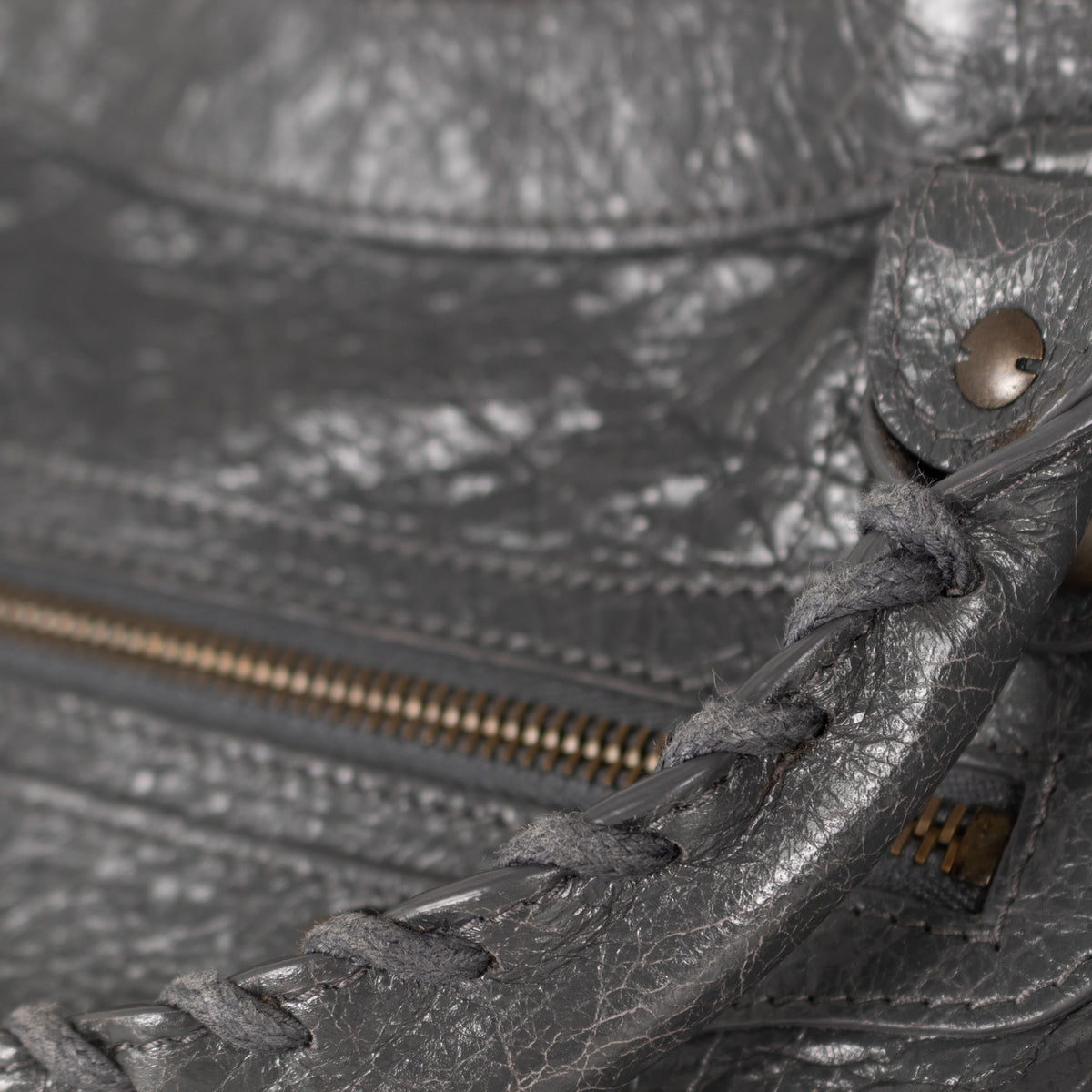 Balenciaga Grey Crushed Leather City Bag