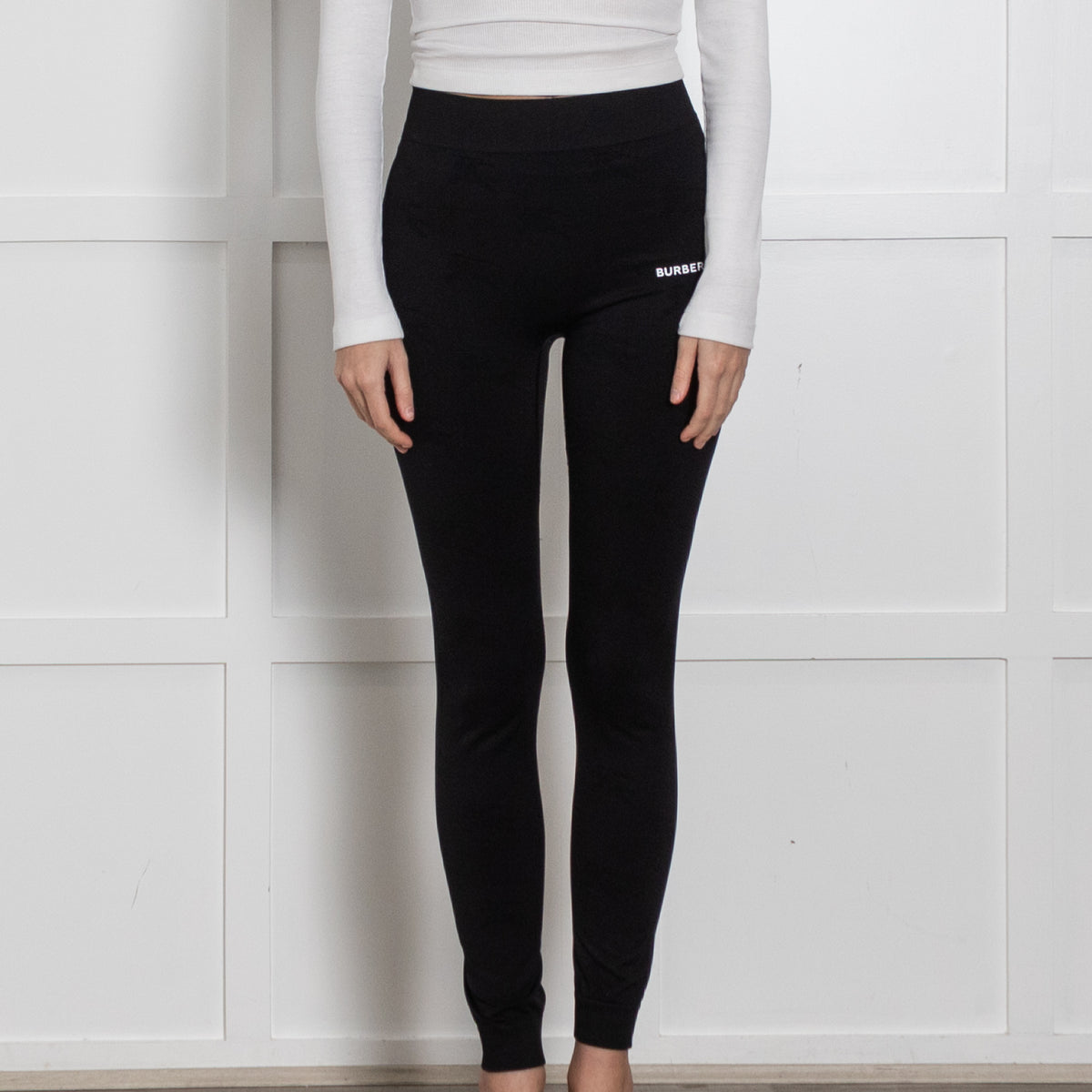 Burberry Black Logo Athletic Leggings
