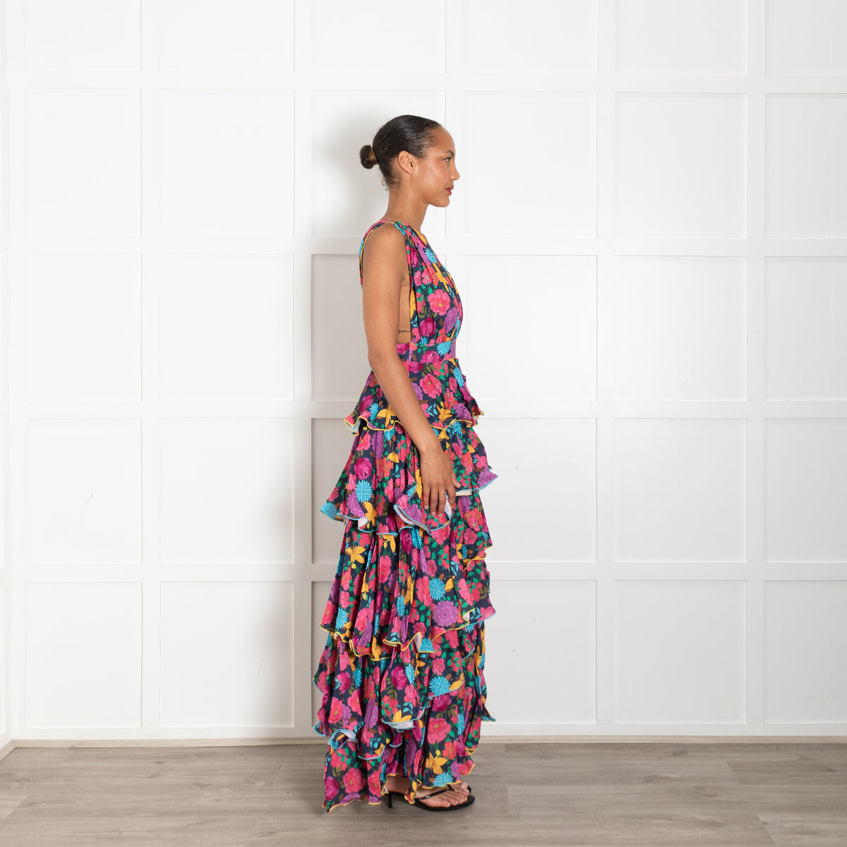 Gul Hurgel Multicolour Floral Tiered Sleeveless Dress
