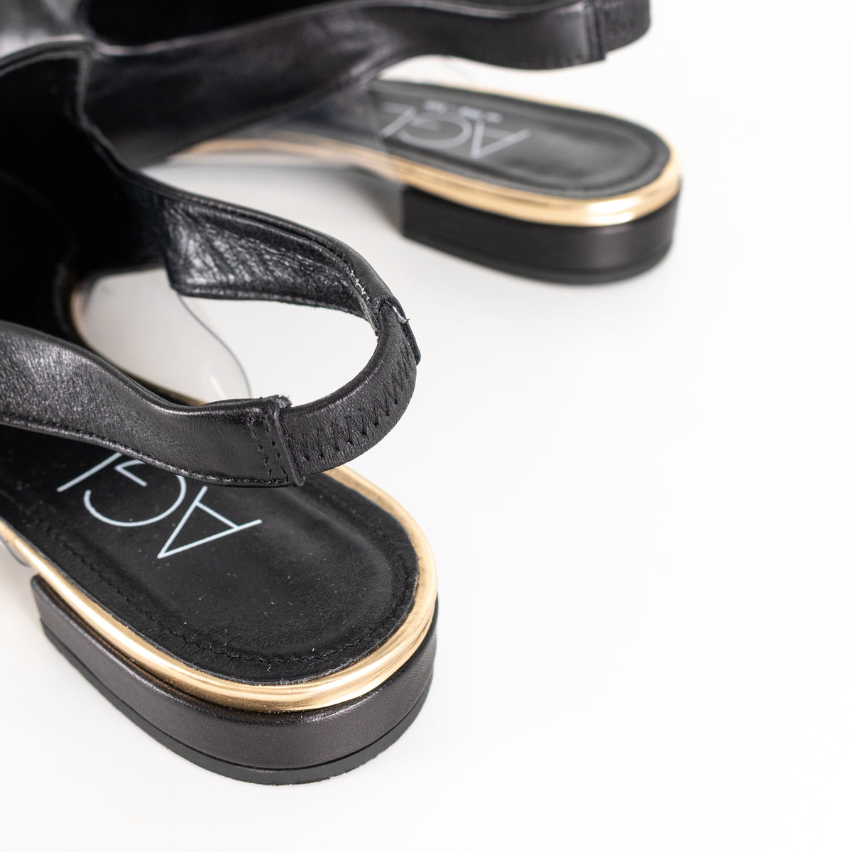 Agl Black Leather Slingbacks