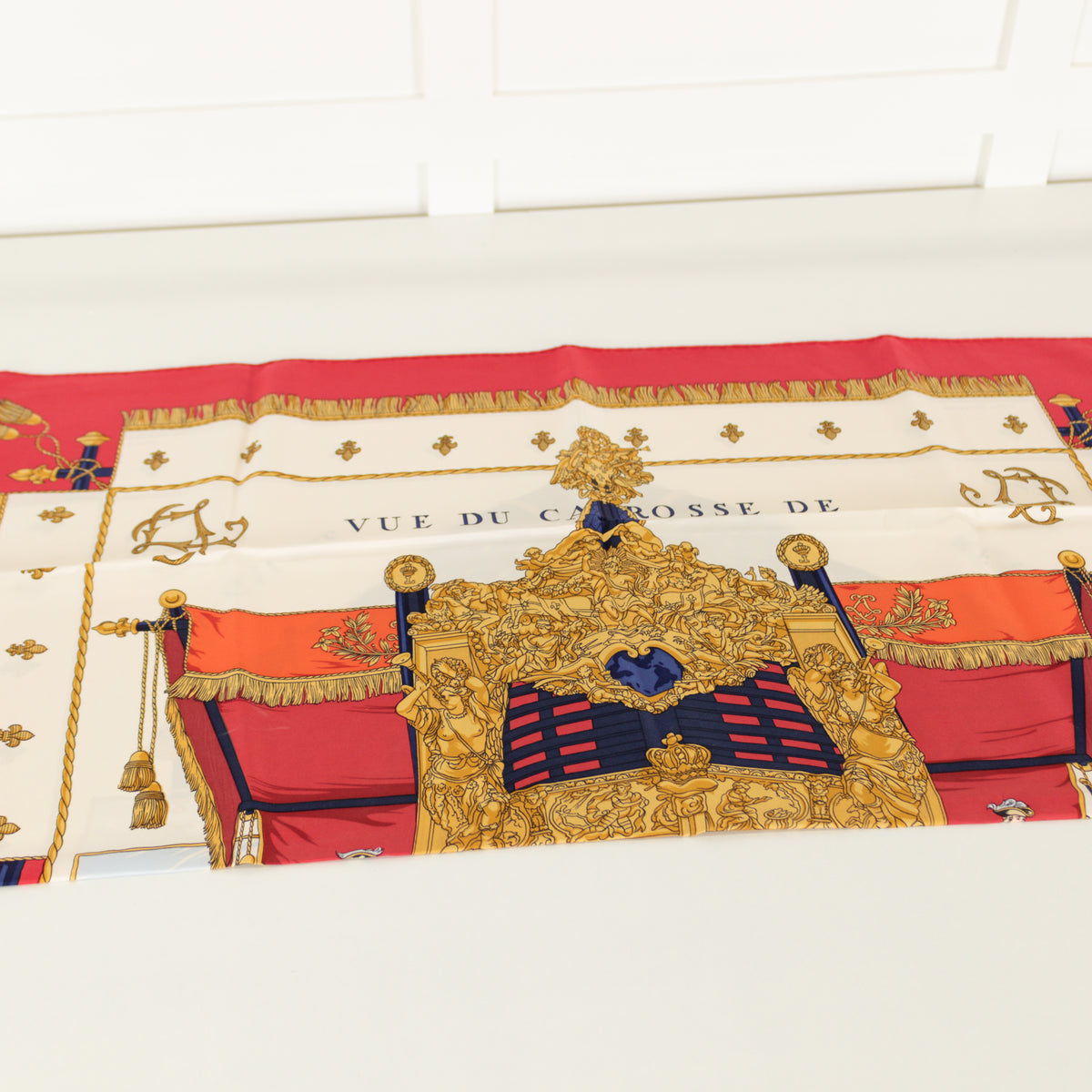 Hermes Vue Du Carrosse De La Galere La Reale  Red Cream Gold Blue