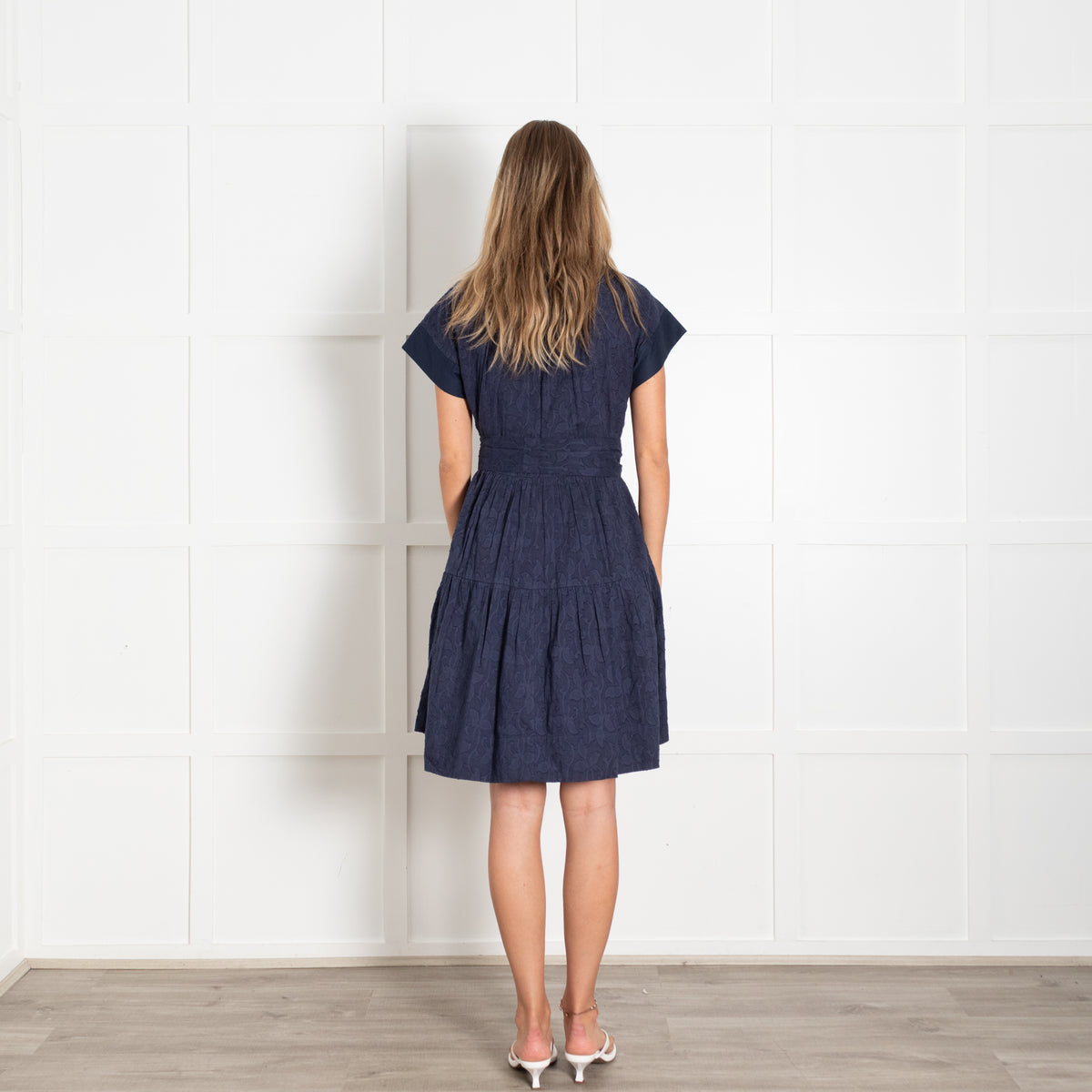 Me+Em Navy Collared Short Dress With Tie Belt