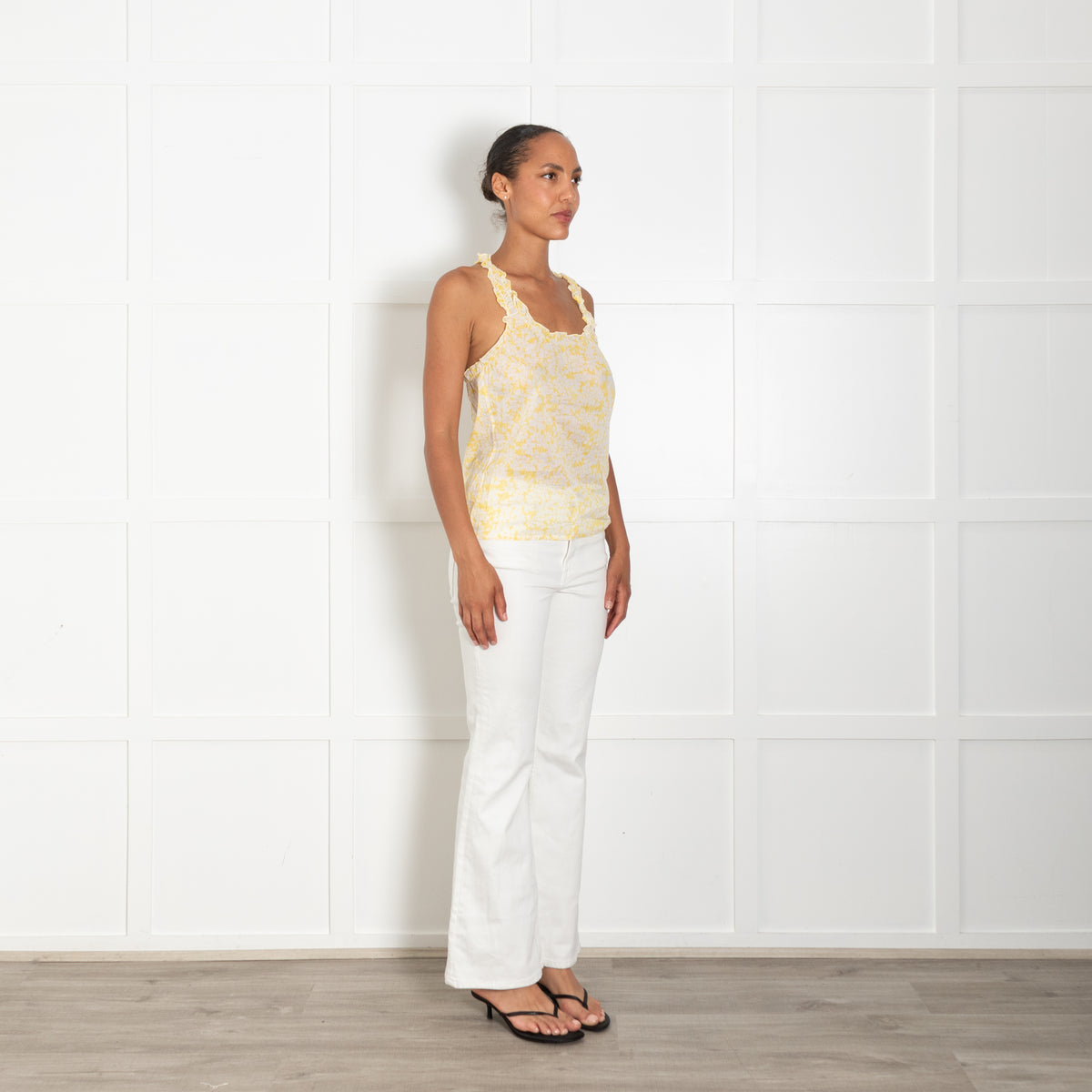 Burberry Yellow Cotton Floral Camisole With Racer Back