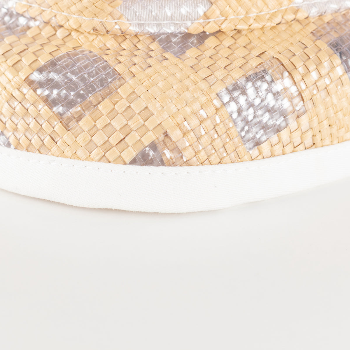 Maison Michel Paris Beige White Semi-Transparent Woven Bucket Hat