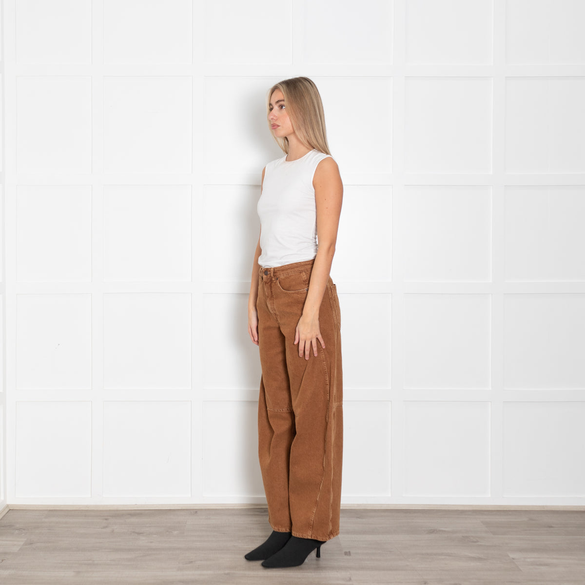 Me + Em Rust Denim Barrel Leg Jeans