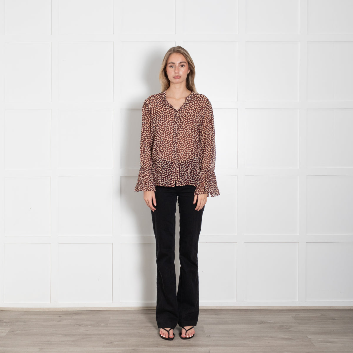 Second Female Red Patterned Silk Blouse