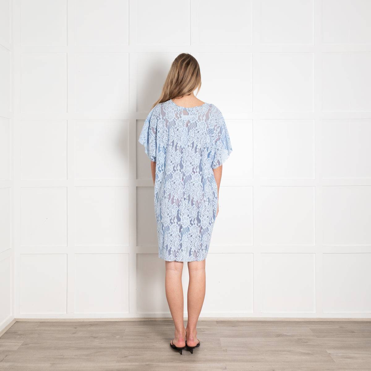 MM6 Maison Margiela Blue Chenille Lace Short Sleeve Dress