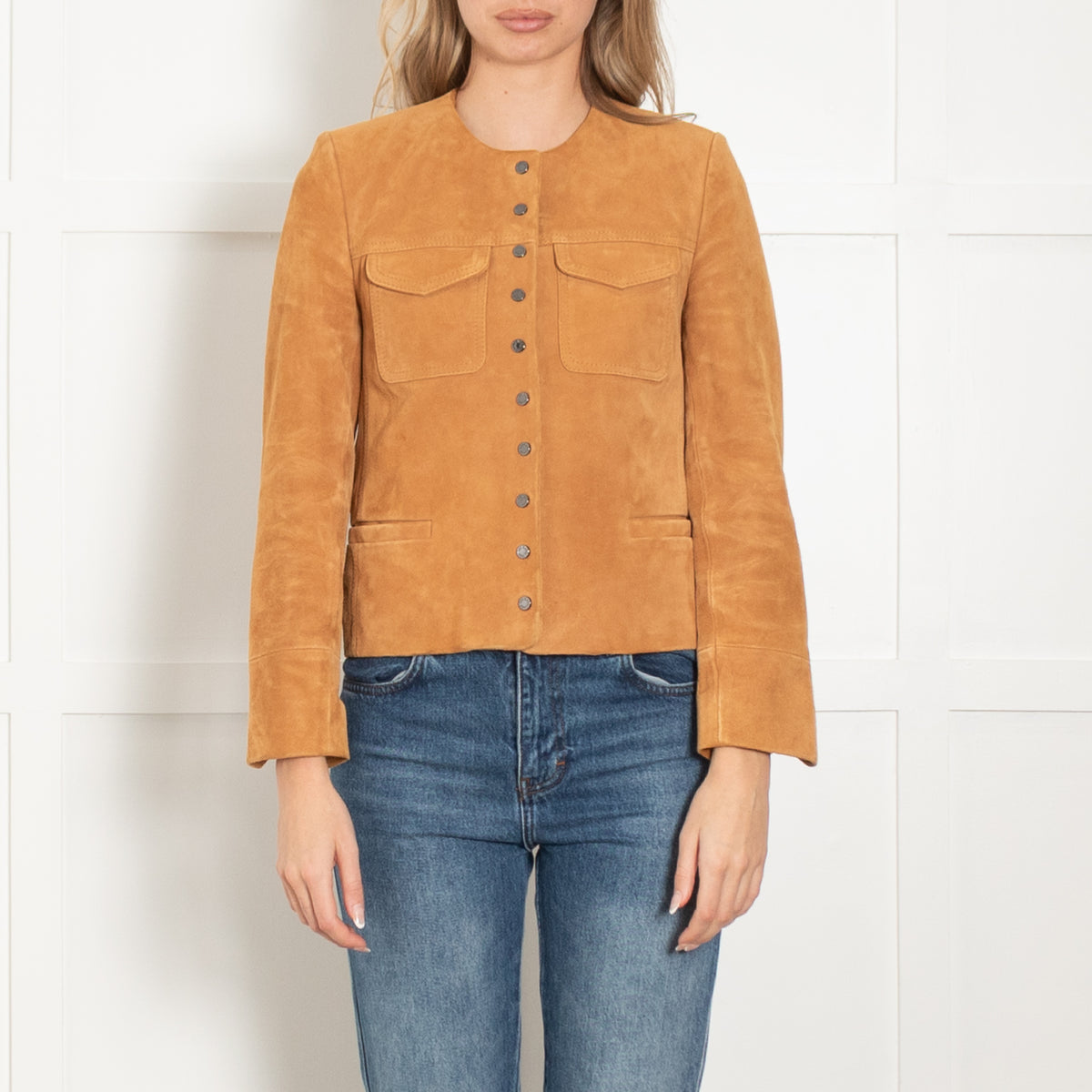 Zadig And Voltaire Tan Suede Jacket With Stud Fastening