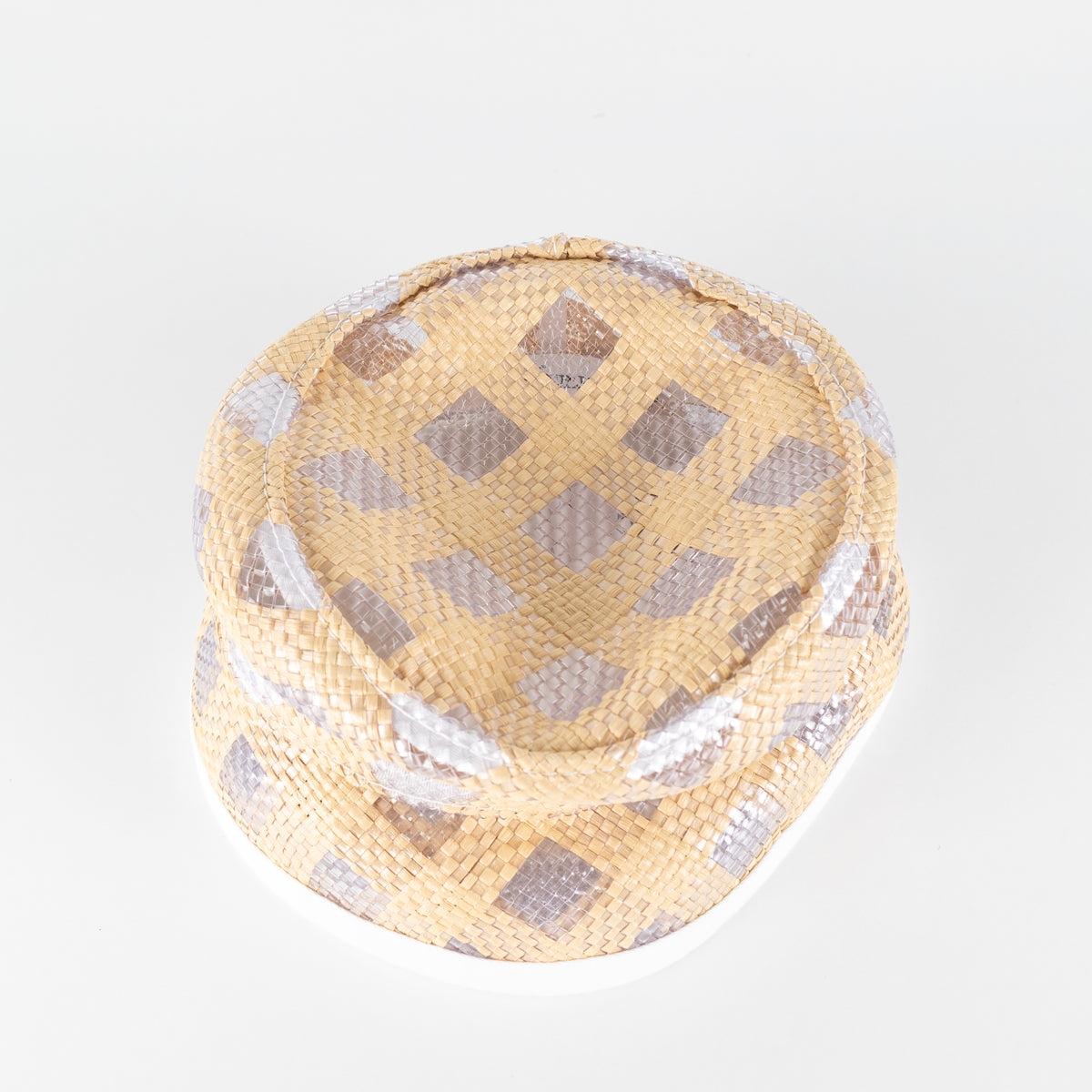 Maison Michel Paris Beige White Semi-Transparent Woven Bucket Hat