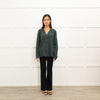 Equipment Dark Green Pyjama Style Silk Shirt