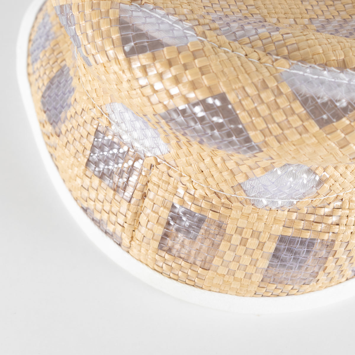 Maison Michel Paris Beige White Semi-Transparent Woven Bucket Hat