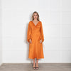 Staud Orange Silky Dress with Balloon Sleeve