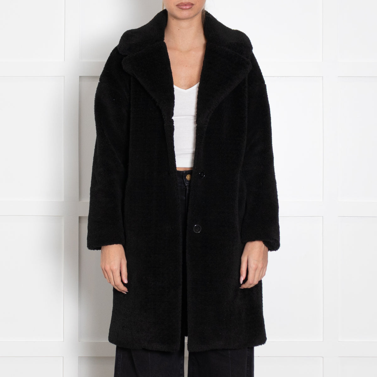 Claudie Pierlot Black Teddy Short Coat