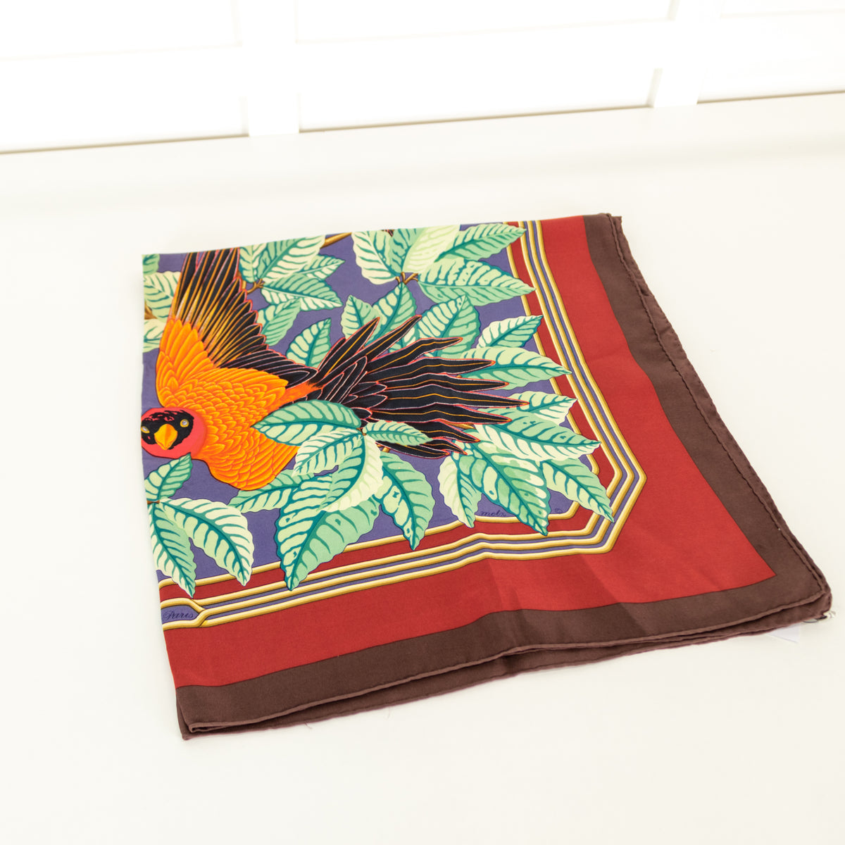 Hermes  Les Perroquets Vintage Silk Scarf