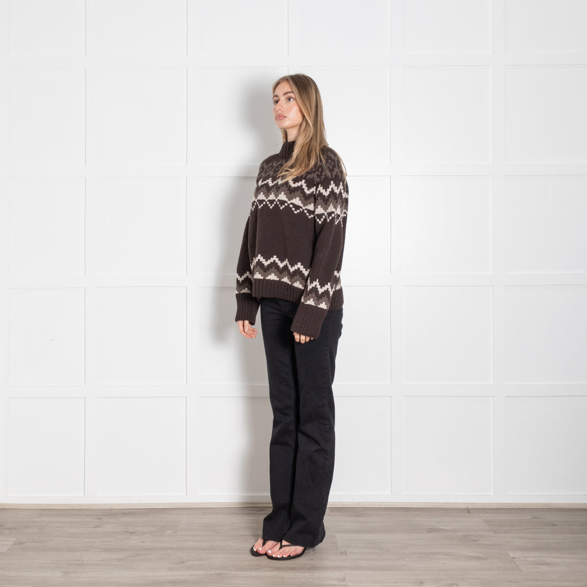 &Daughter Brown Wool Fairisle Jumper