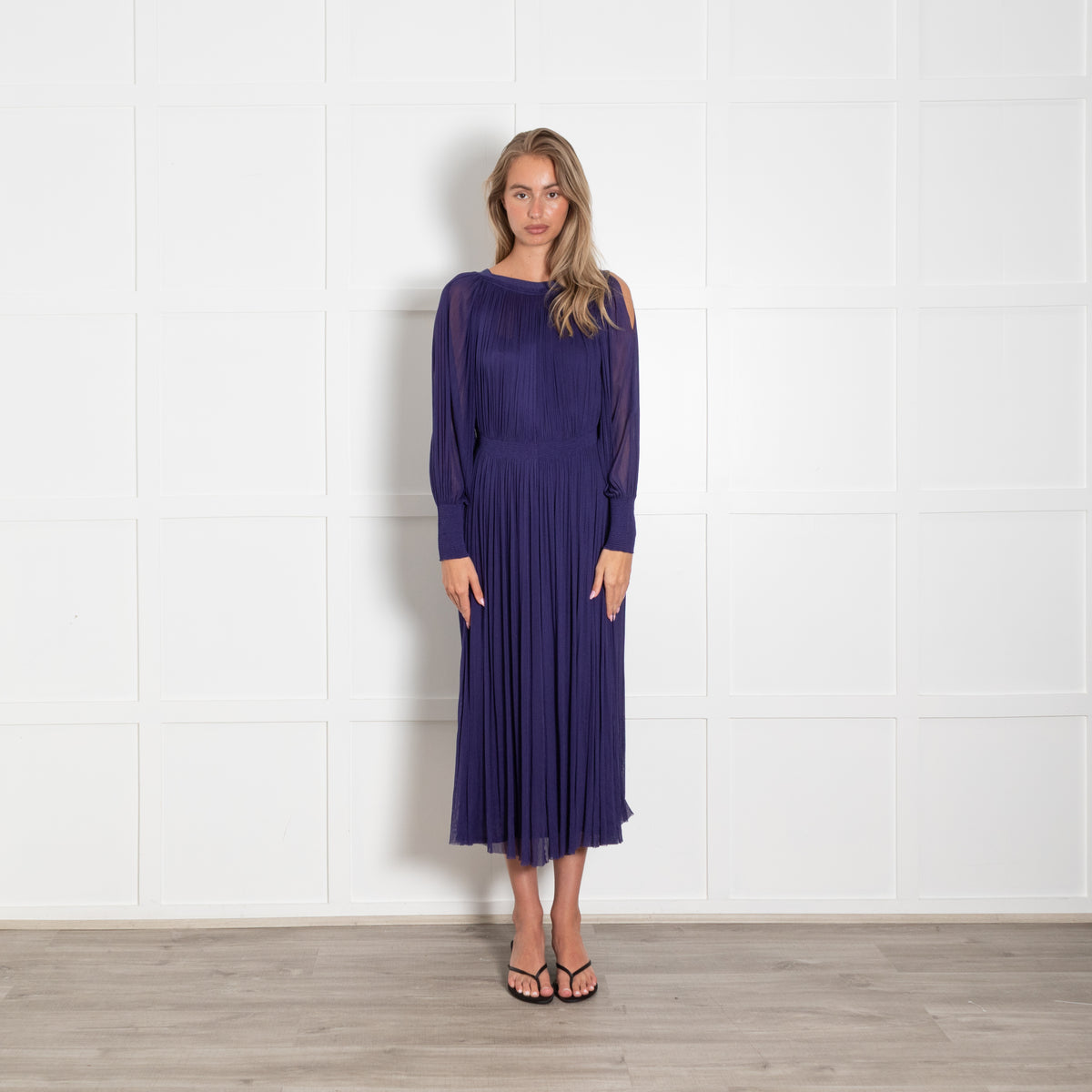 Amanda Wakeley Purple Sheer Silk  Midi Dress with Slip