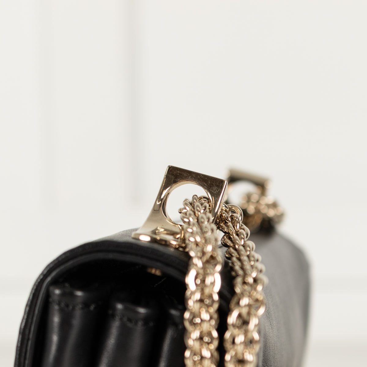 Valentino Black And Gold Rockstud  Va Va Voom Bag