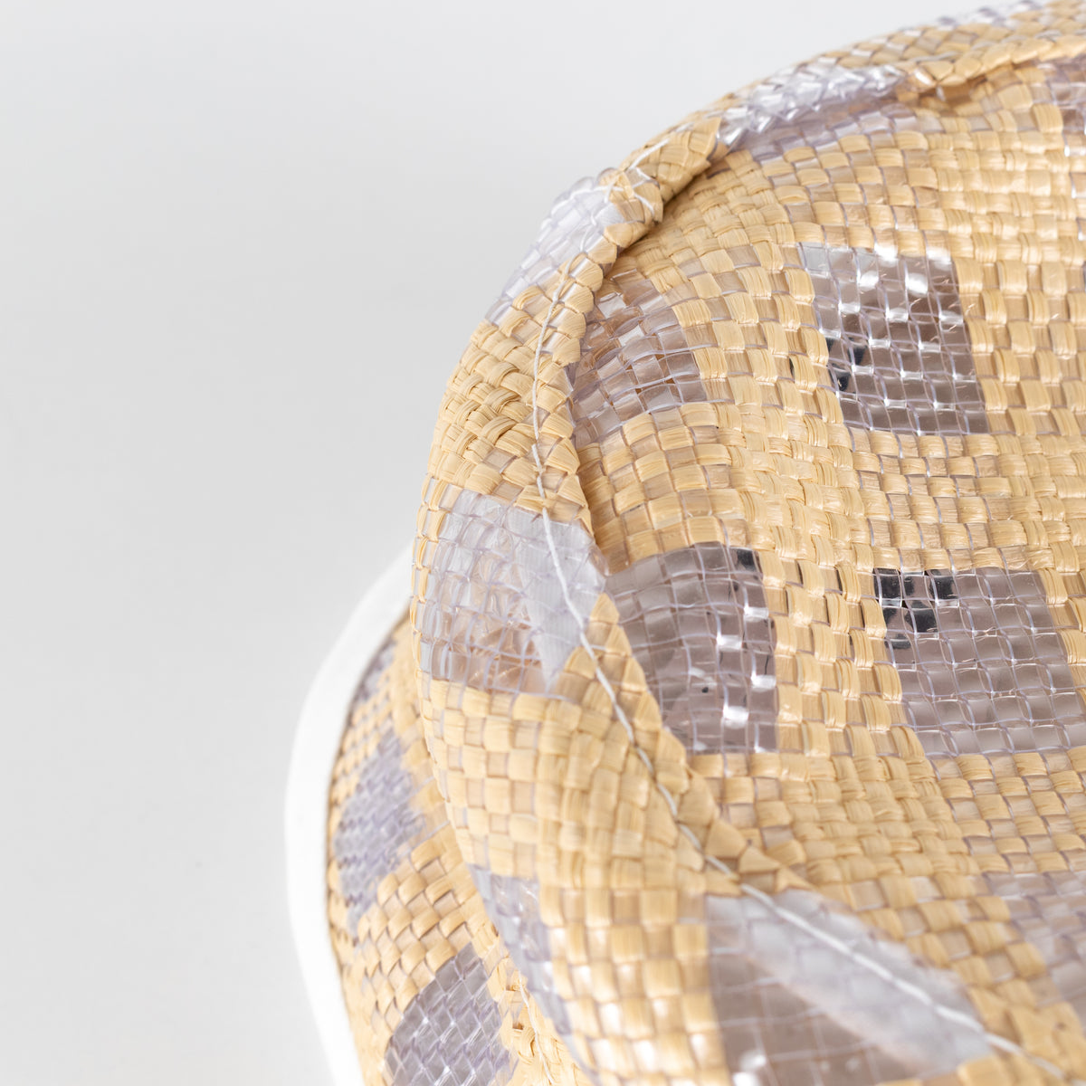 Maison Michel Paris Beige White Semi-Transparent Woven Bucket Hat